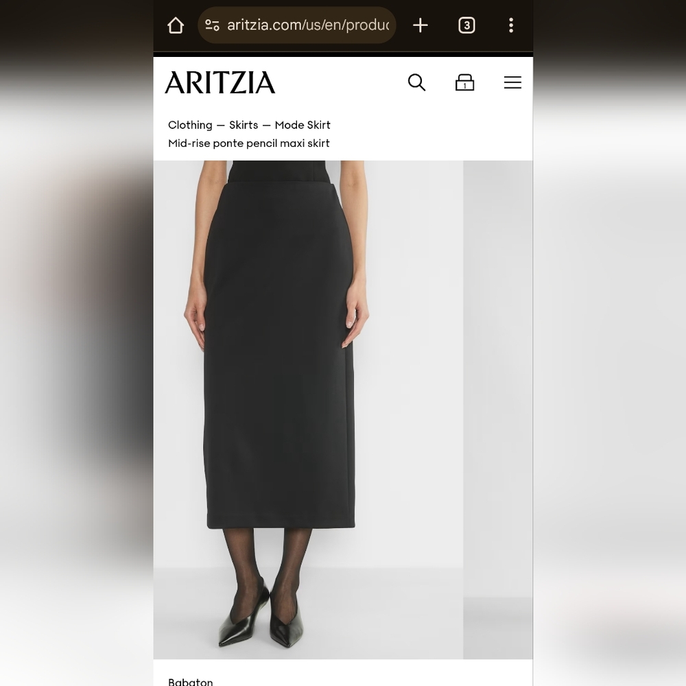 Aritzia Classic Black Pencil Skirt